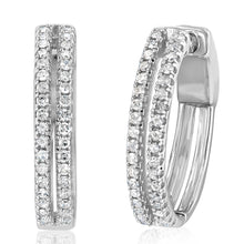 Load image into Gallery viewer, 1/2 Carat Diamond Hoop Earrings in Sterling SIlver