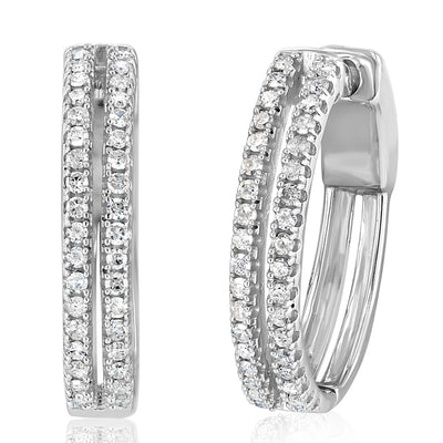 1/2 Carat Diamond Hoop Earrings in Sterling SIlver