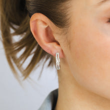 Load image into Gallery viewer, 1/2 Carat Diamond Hoop Earrings in Sterling SIlver