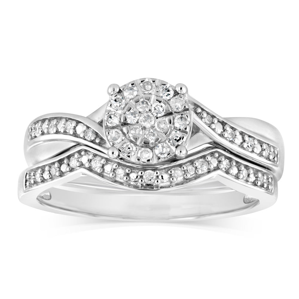 1/6 Carat Diamond Bridal Ring in Sterling Silver