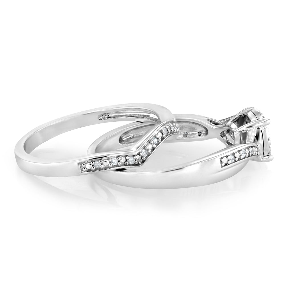 1/6 Carat Diamond Bridal Ring in Sterling Silver