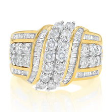 Load image into Gallery viewer, 1.9 Carats Diamond Dress Ring in Gold Plated Silver