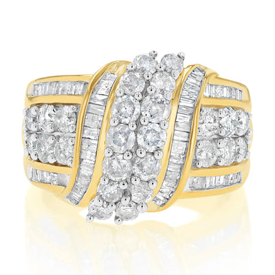 1.9 Carats Diamond Dress Ring in Gold Plated Silver