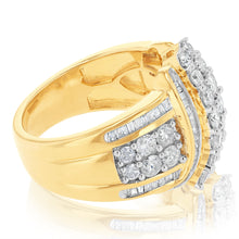 Load image into Gallery viewer, 1.9 Carats Diamond Dress Ring in Gold Plated Silver