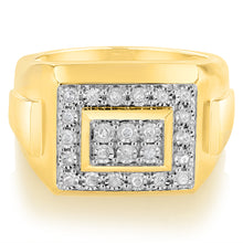 Load image into Gallery viewer, 1/4 Carat Diamond Gents Ring in Gold Plated Sterling Silver