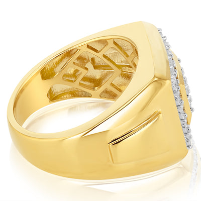 1/4 Carat Diamond Gents Ring in Gold Plated Sterling Silver