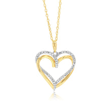 Load image into Gallery viewer, 18 Diamonds Heart 2 Tone Pendant on 45cm Chain in in Gold Plated Sliver