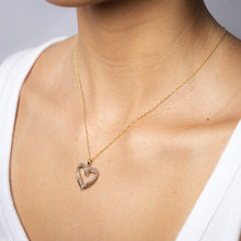 Load image into Gallery viewer, 18 Diamonds Heart 2 Tone Pendant on 45cm Chain in in Gold Plated Sliver