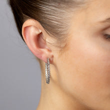 Load image into Gallery viewer, 0.95 Carat Diamond Hoop Earrings in Sterling Silver