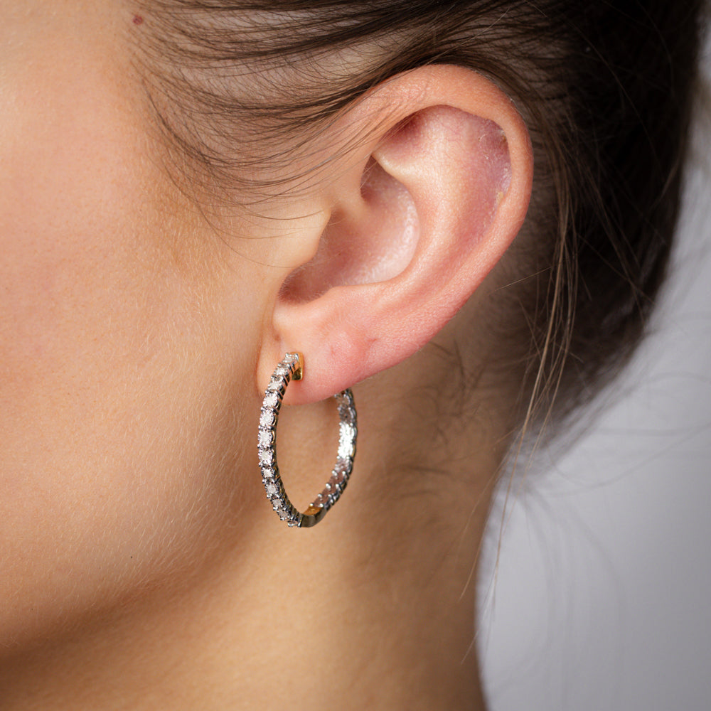 1/5 Carat Diamond Hoop Earrings in Gold Plated Silver