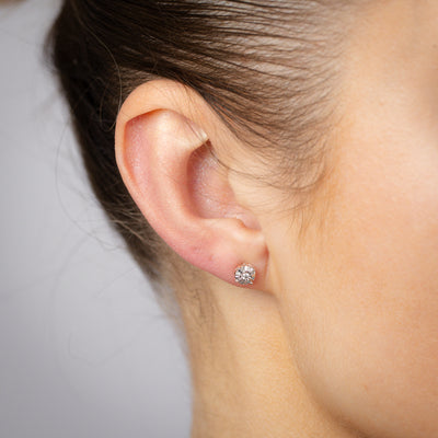 1/10 Carat Diamond Stud Earrings in Rose Gold Plated Silver