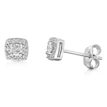 Load image into Gallery viewer, 1/10 Carat Diamond Stud Earrings in Sterling Silver