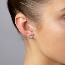 Load image into Gallery viewer, 1/10 Carat Diamond Stud Earrings in Sterling Silver