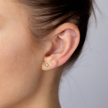 Load image into Gallery viewer, 2 Diamond Stud Earrings in Gold Plated Silver