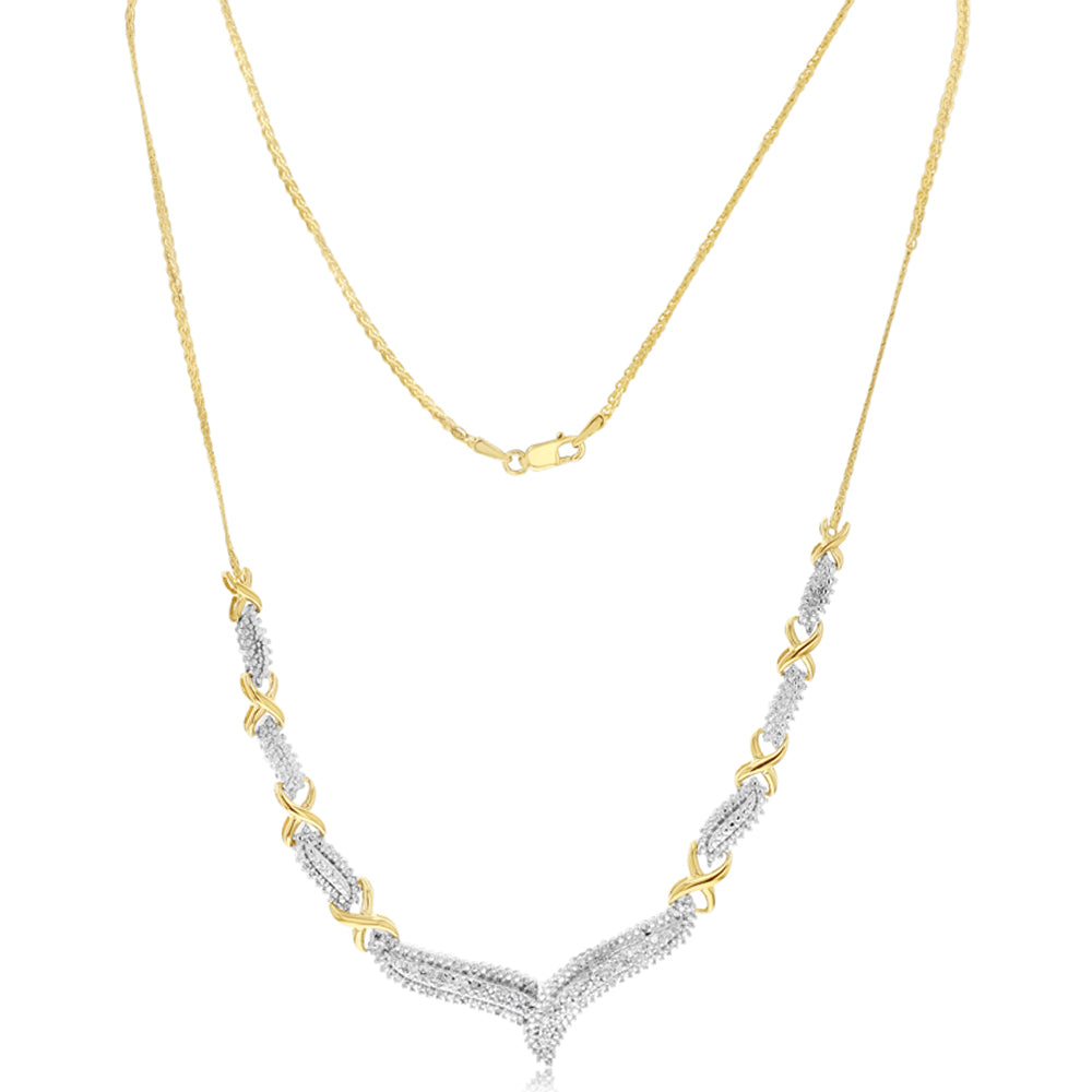 0.45 Carat Diamond Necklace 2 Tone in Gold Plated Silver