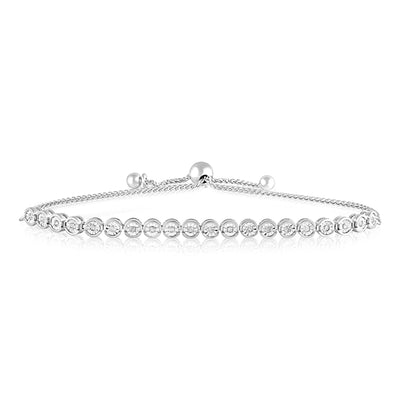 1/5 Carat Diamond Fancy Bracelet Adjustable 24cm in Sterling Silver