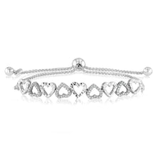 Load image into Gallery viewer, 1/6 Carat Diamond Heart Bracelet Adjustable 23cm in Sterling Silver