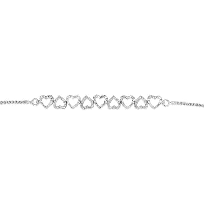 1/6 Carat Diamond Heart Bracelet Adjustable 23cm in Sterling Silver