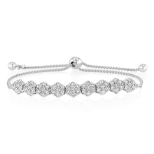 Load image into Gallery viewer, 1/4 Carat Diamond Fancy Bracelet Adjustable 24cm in Sterling Silver