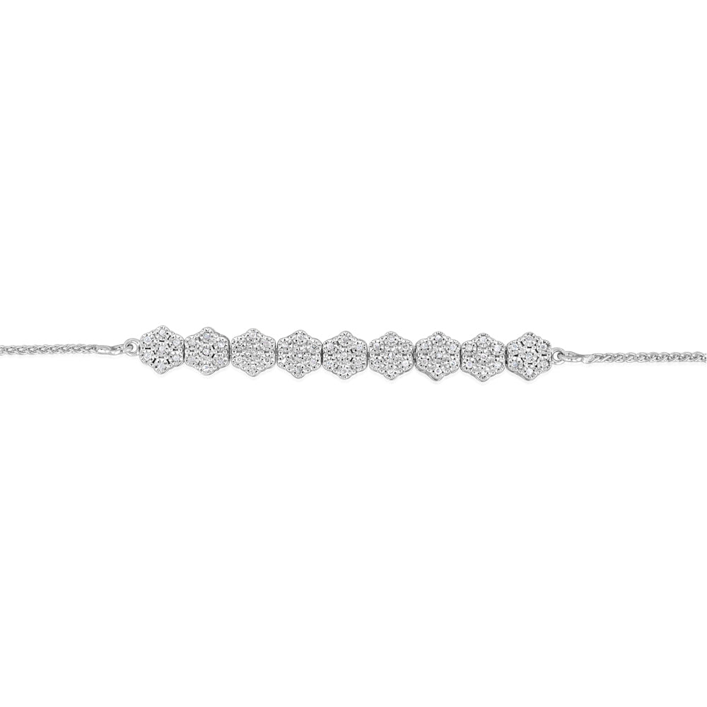 1/4 Carat Diamond Fancy Bracelet Adjustable 24cm in Sterling Silver