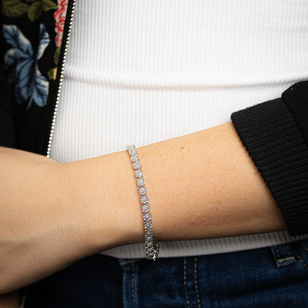 1/5 Carat Diamond 18cm Tennis Bracelet  in Sterling Silver