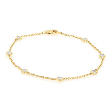 Load image into Gallery viewer, 7 Diamond 17.5cm Fancy Bracelet in Gold Plated Silver