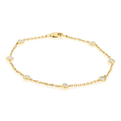 7 Diamond 17.5cm Fancy Bracelet in Gold Plated Silver