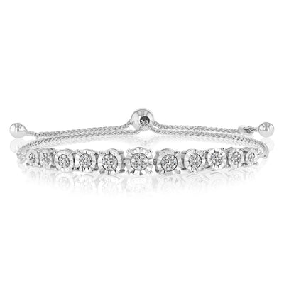 16 Diamonds Adjustable 24cm Fancy Bracelet in Sterling Silver