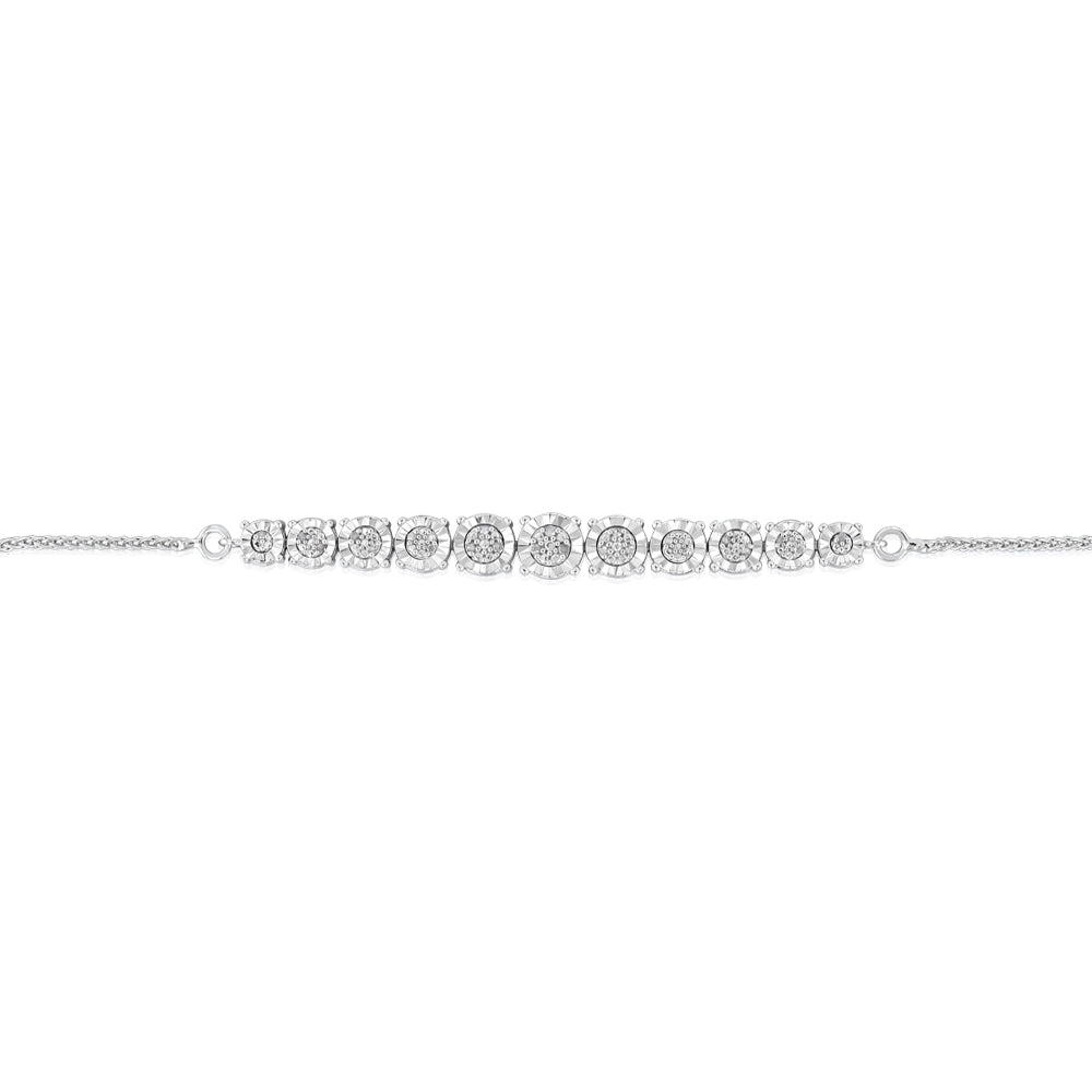 16 Diamonds Adjustable 24cm Fancy Bracelet in Sterling Silver