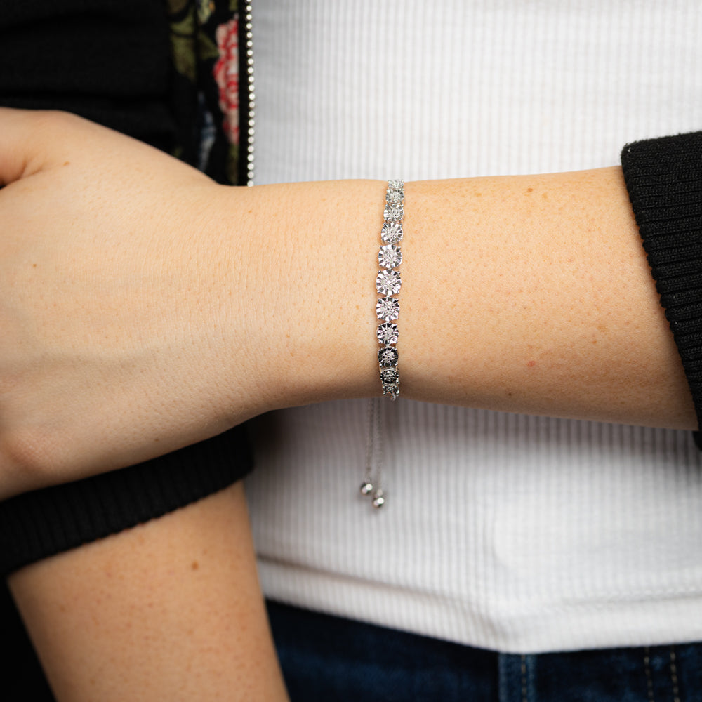 16 Diamonds Adjustable 24cm Fancy Bracelet in Sterling Silver