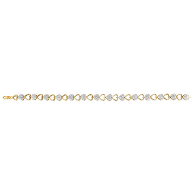 1/10 Carat Diamond 18cm Heart Bracelet in Gold Plated Silver