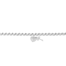 Load image into Gallery viewer, 5 Points Diamond Heart Lock &amp; Key 17.5cm Bracelet in Sterling Silver