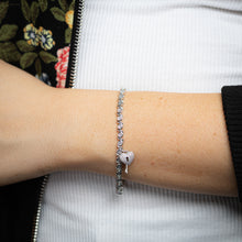 Load image into Gallery viewer, 5 Points Diamond Heart Lock &amp; Key 17.5cm Bracelet in Sterling Silver