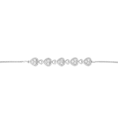 1/10 Carat Diamond Heart Fancy Bracelet Adjustable 24cm in Sterling Silver