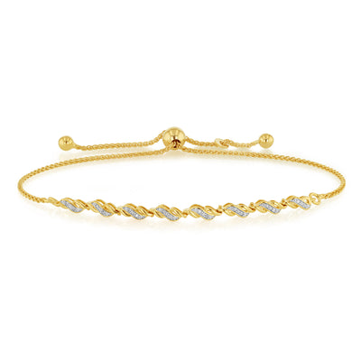 Diamonds Bracelet with 19 Round Brilliant Diamonds in Gold Plated Sterling Silver