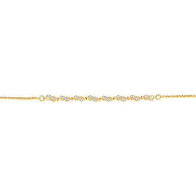 Diamonds Bracelet with 19 Round Brilliant Diamonds in Gold Plated Sterling Silver