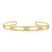Load image into Gallery viewer, Sterling Silver Gold Plated Diamond Bangle