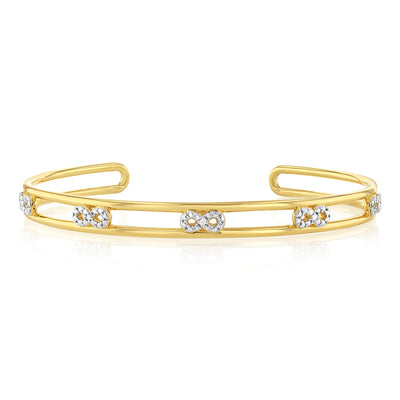 Sterling Silver Gold Plated Diamond Bangle
