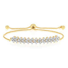 Load image into Gallery viewer, Diamond Slider Bracelet with 18 Round Brilliant Cut Diamonds in Gold Plated Sterling Silver