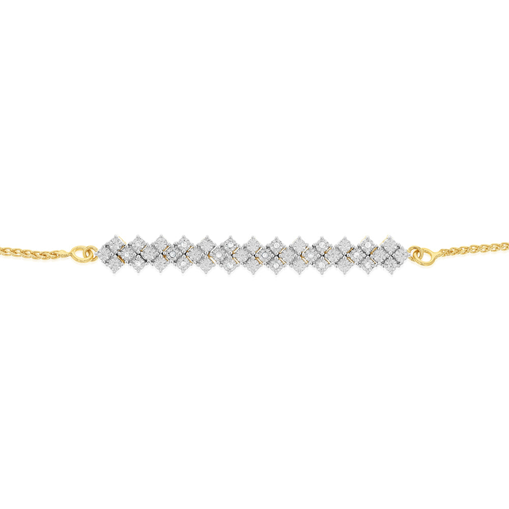 Diamond Slider Bracelet with 18 Round Brilliant Cut Diamonds in Gold Plated Sterling Silver