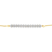 Load image into Gallery viewer, Diamond Slider Bracelet with 18 Round Brilliant Cut Diamonds in Gold Plated Sterling Silver