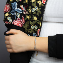 Load image into Gallery viewer, Diamond Slider Bracelet with 18 Round Brilliant Cut Diamonds in Gold Plated Sterling Silver