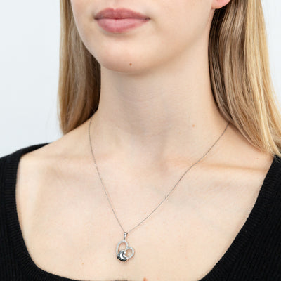 Luminesce Lab Grown 1/3 Carat Diamond Pendant with Silver Double Heart on 45cm Chain