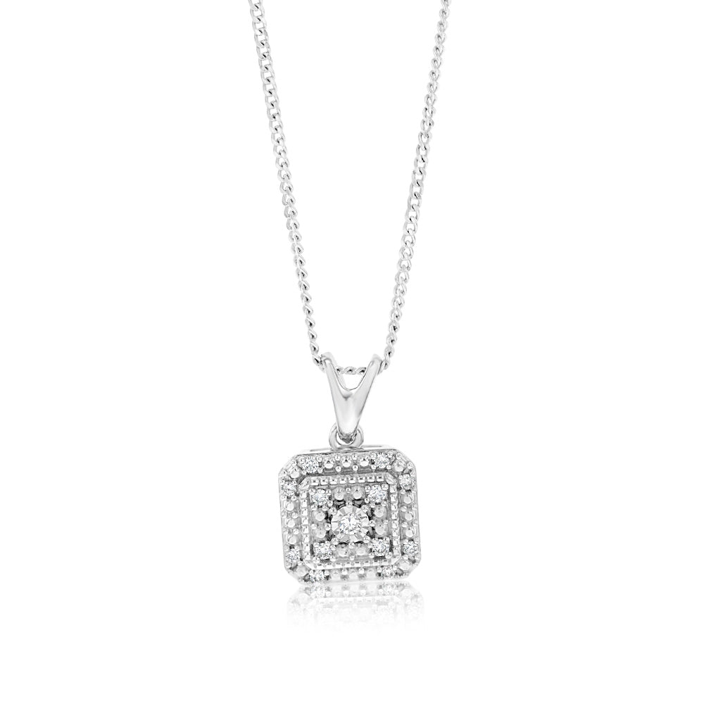 Luminesce Lab Grown 1/10 Carat Diamond Pendant & Stud Earrings Set in Sterling Silver