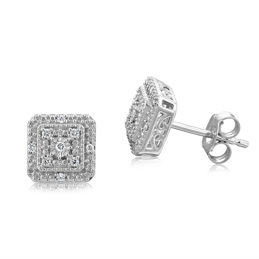 Luminesce Lab Grown 1/10 Carat Diamond Pendant & Stud Earrings Set in Sterling Silver