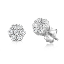 Load image into Gallery viewer, Luminesce Lab Grown 1/4 Carat Flower shaped Diamond Stud Earrings in Sterling silver