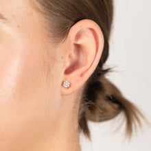 Load image into Gallery viewer, Luminesce Lab Grown 1/4 Carat Flower shaped Diamond Stud Earrings in Sterling silver