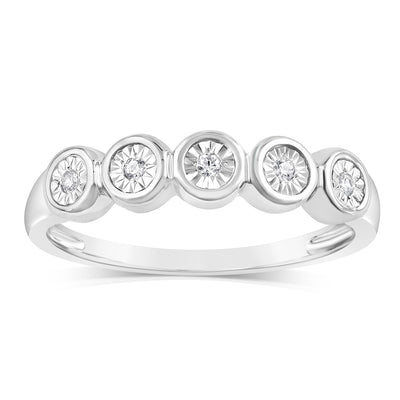 Luminesce Lab Grown 5 Diamonds Ring in Sterling Silver