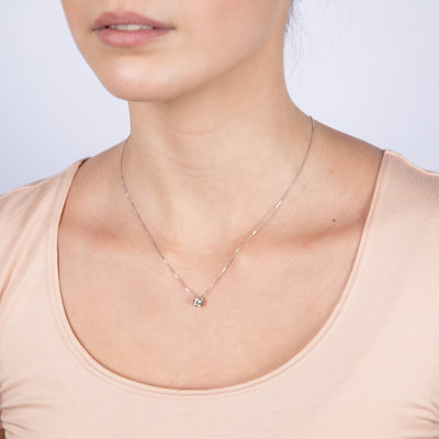 Luminesce Lab Grown Bezel Pendant in 1/2 Carat Diamond with Silver Slider Chain