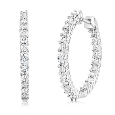 Luminesce Lab Grown Sterling Silver 1 Carat Diamond Hoop Earrings